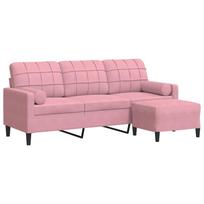 3 Seater Sofa with Footstool Pink 180 cm Velvet