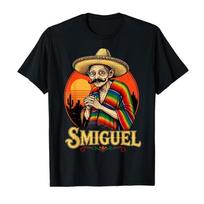 Smiguel Meksikietiškas Sombrero Derinys su Meksikietiška Kultūra Marškinėliai Unisex Medvilniniai Marškinėliai Trumpomis Rankovėmis Viršutiniai Drabužiai P980 Y2k Drabužiai M black