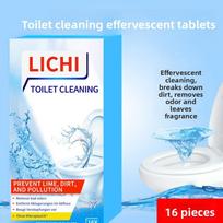 Effervescent Toilet Cleaning Tablets - 16 Count for Deodorization, Stain Removal, and Fragrance white
