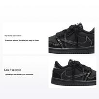 Travis Scott x Air Jordan 1 Retro Low OG SP TD Black Phantom Kūdikio sportbačiai University-Red DO5441-001 23.5