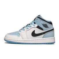 Air Jordan 1 Mid SE GS White Ice Blue Kids Sneakers Black DV1337-104 36 gray