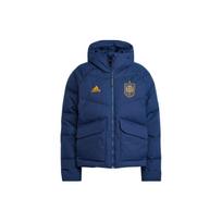 Adidas Spain Team Logo Print Hidden Zip Hooded Down Jacket Men Outerwear Blue HE8906 L