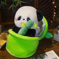 Bamboo Tube Panda Doll Simulated Giant Panda Doll Children Plush Toy Sleeping Pillow Girls Birthday Gift bamboo tube 35cm, panda 30cm