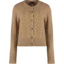 Polo Ralph Lauren Solid Color Crew Neck Button Long Sleeve Knit Sweater Women sweater Brown 211910443-021 XS