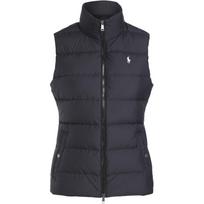 Polo Ralph Lauren Embroidered Pony Logo Stand Collar Zip Sleeveless Down Vest Women vest 211812424-001 XS black