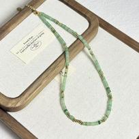 European & American Light Luxury Malachite & Dongling Beaded Necklace for Women - Natural Stone Layered Retro Clavicle Chain beige