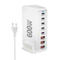 NEW 600W Gan Fast Charge 3.0 USB Type C Fast Charger Mobile 8-port 5C3A PD Charger Convenient To Carry Tablet Charger EU-white