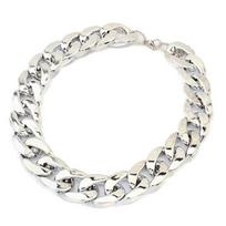 Women Simple Punk Style Cut Link Chain Choker Shiny All Match Necklace Jewelry sidabras