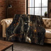 Senovės Egipto Dievai Mirusieji Anubis Faraonas Tutanchamonas Kaukė Flanelinis pledas, Jaukus minkštas pledas namams miegamajam lovai sofai vaikui 75x90cm black