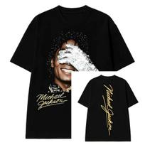 Michael Jackson Portrait & Gold Signature T-Shirt Oversized Y2k Cotton Graphic Tee Men Women St M gray