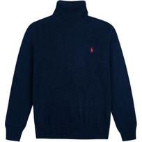 Polo Ralph Lauren Solid Color Small Pony Embroidered High Neck Long Sleeve Knit Sweater Men sweater Navy-Blue 710857915-002 L black