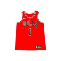 Nike Chicago Bulls NBA Derrick Rose 1 Logo Comfortable Round Neck Casual Basketball Vest Unisex Vests CW3700-657 L black