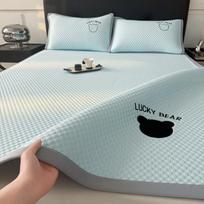 Cooling Mattress Summer Ice Silk Air-Conditioned Soft Mat Washable Foldable Embroidered Single Bed Mattress For Ultimate Comfort 150x200cm šviesiai pilka spalva