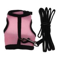 Adjustable Ferret Harness/Baby Rabbit/Squirrel/Hamster Rat Mouse Leash Lead Rope pink