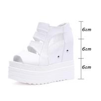 12cm Ypač Aukštakulnės Platforminės Basutės Moterims Madingos Vasarinės Atviru Pirštu Tinklelio Kvėpuojančios Gotikinės Juodos Baltos Platforminės Basutės Moterims 35 balta