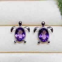 2025 Amethyst Sea Turtle Stud Earrings in S925 Silver S925 Silver