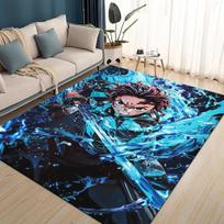 27 Style Demon S-Slayer Cartoon Kamado Nezuko Anime  Carpet Rug for Living Room Bedroom Home Sofa Decoration,Non-slip Floor Mat 40x60cm( 15x23in ) blue