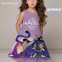 Kids Kpop Demon Hunters Children's Fashion Girl Sleeveless Summer Comfortable Cartoon Anime Dress 110 violetinė