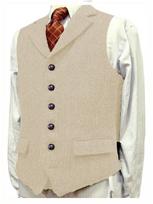 Men's Herringbone Pattern Wedding Suit Vest - Groom's Attire Available XS raudona