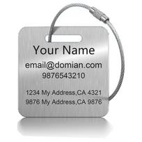 Customized Stainless Steel Luggage Tag with Laser-Engraved Logo and Exclusive Design white