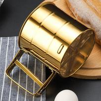 Pusiau automatinis smulkaus tinklelio miltų sietas su matavimo skale, nerūdijančio plieno, pudros cukraus filtro puodelis, koštuvas, virtuvės kepimas