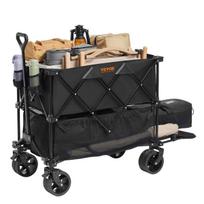 Foldable Double Decker Wagon, 400L Collapsible Wagon Cart with All-Terrain Wheels, Heavy Duty Folding Wagon Cart 350 lbs Weight Capacity for Camping,