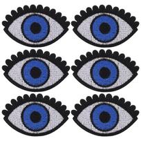 6pcs Blue Eye Pattern Iron On Patches Embroidered Applique Patch Embroidered Patches  Jeans blue