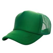 Unisex Spong Mesh Baseball Cap Wide Brim Breathable Peaked Cap Adjustable Sunscreen Hat Summer žalia