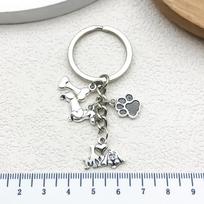 Dachshund Keychain: Cute Dog Tag Bone Pendant & Memorial Decoration white
