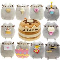 Gray Cat Plush Toy Pusheen Cat Soft Stuffed Animal Donut Burger Pizza Cookie Ice Cream Pillow 15cm high, 22cm 90g 1pcs