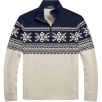 Polo Ralph Lauren Snaigės rašto stovimos apykaklės pusiau užsegamas ilgomis rankovėmis megztas megztinis Vyriškas megztinis Mėlynas 100033169 M gray