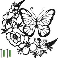 Rummy Metal Butterfly Wall Art Flower Wing Metal Wall Décor Modern Floral Butterfly Sculpture Rusty Sculpture Rustproof Flower Silhouette Decoratio gray
