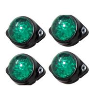 4-Pack Round Green LED Rear Side Marker Clearance Lights Indicator for RV Camper Motorhome Truck Trailer 24V Side Marker black