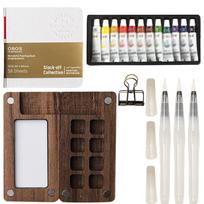 Watercolor Art Set Includes 8-Grid and 15-Grid Wood-Based Paint Palettes for Beginners and Artists with Easy-to-Use Design