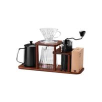 CLITON Pour-Over Coffee Set with Manual Hand Grinder, Coffee Maker, Dripper, Storage Wooden Rack, 10-Piece juoda