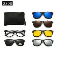 22XX magnetiniai prisegami poliarizuoti akiniai nuo saulės apsaugai nuo UV spindulių ir vairavimui PC Frame + Free Case black