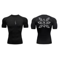 Graphic Print Compression Shirt for Men Gym Workout Running T-Shirt Tees Tops Athletic Quick Dry Undershirt Baselayer Activewear S
