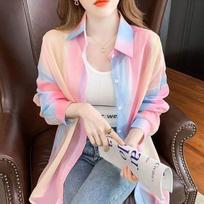 Spring and Summer Women's Fashion Thin Long-sleeved Sun Protection Shirt S rožinė