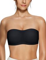 Women's Strapless Bra Jelly Gathering Tub Top Bra Non-slip Rim Soft Support Bra XS juoda
