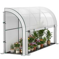 Wall-Mounted Greenhouse, Accessible Plant House, Plastic Tarpaulin, 300 x 80 x 157 cm, White 300 x 80 x 157 cm balta