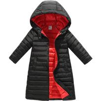 Autumn Winter Outerwear Jacket for Boys Girls Clothes Cotton-Padded Hooded Kids Coat Children Clothing Parkas Soft Thin Overall 150 juoda