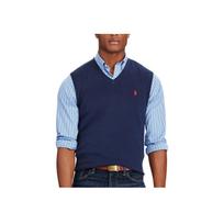 Polo Ralph Lauren logotipas siuvinėtas vienspalvis V formos iškirptės megztukas liemenė vyriška liemenė tamsiai mėlyna 710548521-002 L gray