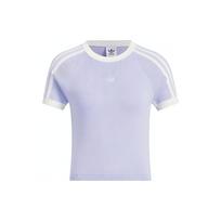 Adidas Originals Knit T-Shirt with Brand Logo, Color Block, Striped, Crew Neck, Slim Fit Women Tops Light-Purple JI7050 XS