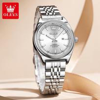 Prabangus auksinis laikrodis moteriai Šviečiantis Vandeniui atsparus Data Moteriškas laikrodis Elegantiški moteriški kvarciniai laikrodžiai Paprastas moteriškas laikrodis silver strap balta