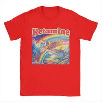 Funny Ketamine Horse Unicorn Emergency Rainbow 100 Cotton T Shirt For Men Summer TShirts Breathable Tee Shirt Oversize Clothing S gray