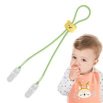 Napkin Clip Silicone Adjustable Bib Clip With Neck Strap Portable Bib Towel Strap Chain Lanyard Necklace For Dining Clothing žalia