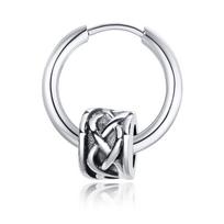 Retro Celtic Knot Tube Hoop Earrings for Men, Waterproof Stainless Steel Small Hoop Huggies Viking Jewelry