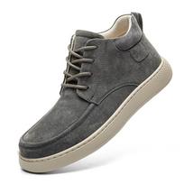 Outdoor Fashion Brand Men's Comfortable and Casual Hiking High Top Leather Shoes Autumn New Non Slip Lace Up Sports Short Boots 38 pilka spalva