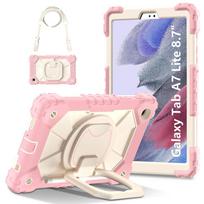 For Samsung Galaxy Tab A7 Lite 8.7 inch SM-T220 SM-T225 Case Kids Tablet cover Silicone +PC for Tab A7 Lite 8.7  +strap A7 Lite SM-T220 T225 rožinio aukso spalvos