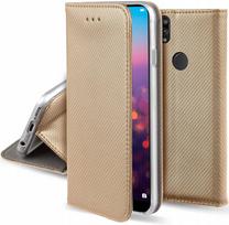 CASE for HUAWEI P20 LITE SMART MAGNET CLOSED BOOK CASE GOLD + GLASS